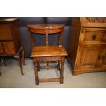 Small reproduction empire style console table and an oak joined stool