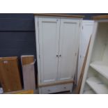 Cream painted and oak trim 2 door wardrobe with drawer (1)