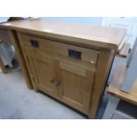 Oak sideboard with drawer and 2 cupboards (27) Height: 80cm x Width: 85cm x Depth: 35cm