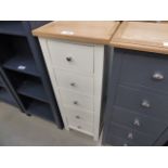 Grey painted narrow chest of 5 drawers (18)