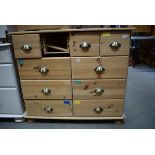 Pine chest of 4 over 6 drawers