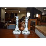 Pair of Port Meirion floral patterned candle sticks