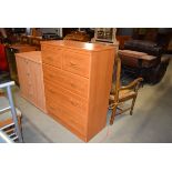 Late 20th century teak finish chest of 2 short over 3 long graduated drawers