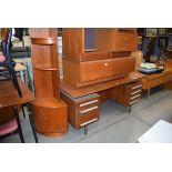 1970s teak desk of 7 drawers together with a selection of wall units and drawers Very poor condition
