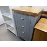 Blue painted oak top 4 drawer narrow chest (32)
