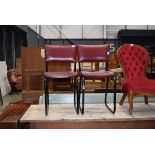 Pair of Mid 20th century black tubular framed and red upholstered dining chairs (see soft furnishing