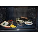 Cage containing a Masonic apron, fruit knife, whistle, mouth organ, loose cutlery and costume