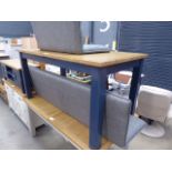 Large extending dining table painted in blue with oak top (3)