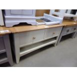 5055 - Cream painted oak coffee table with 4 drawers and shelf under (19)