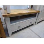 Grey painted oak top TV audio unit with shelf and large drawer (37)
