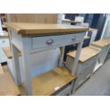 Grey painted oak top side table with 2 drawers under (22)
