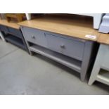 5057 - Grey painted oak coffee table with 4 drawers and shelf under (38)