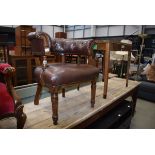 Late 19th century horse shoe armchair in brown upholstery In need of attention