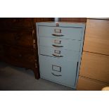 Grey and red painted 4 drawer filing cabinet Drawers misaligned