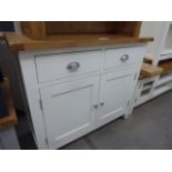 White painted oak top sideboard with 2 drawers and 2 cupboards (5) Height: 86cm x Width: 100cm x