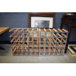 Pair of metal and pine wine racks