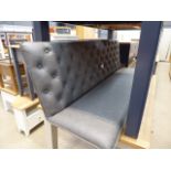 Large 3 seater grey button back bench (3 legs only) (11)