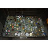 Tray with a quantity of badges and sporting medals