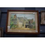 Framed and glazed watercolour of a manor house signed 'W. G. Foster'
