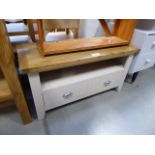 5018 - Grey painted oak TV audio cabinet with large single drawer under (55)