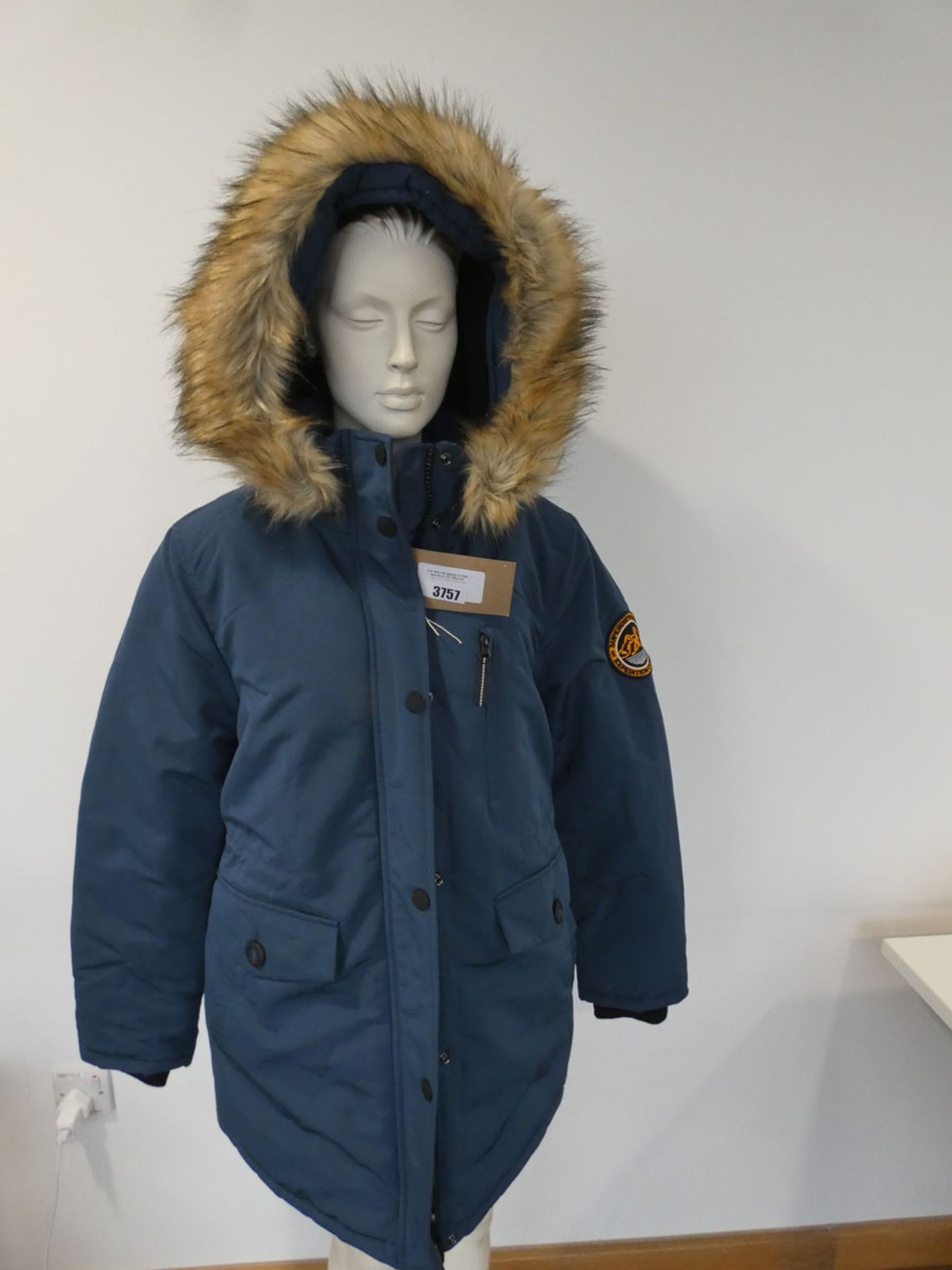 Superdry ladies everest parka in ocean blue size 16 (Mannequin not included)