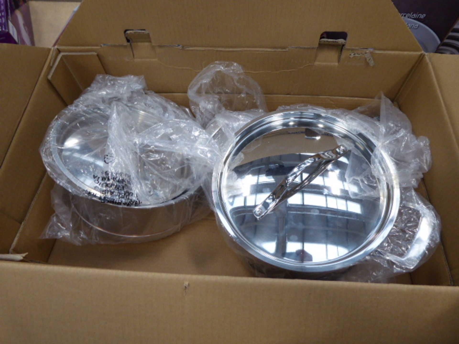 Boxed Kirkland stainless steel cookware set (used pots) - Image 2 of 3