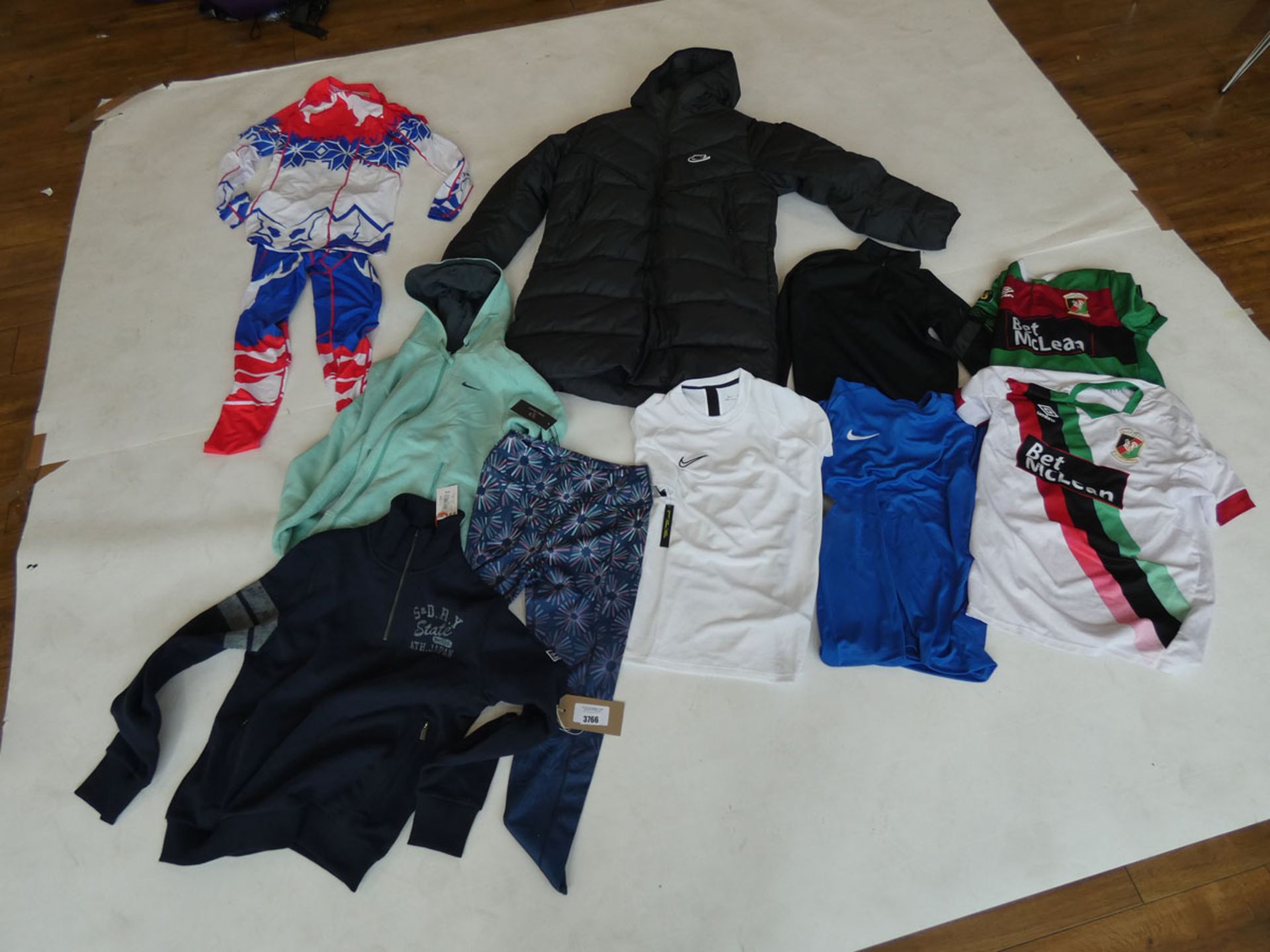 Selection of sportswear to include Nike, Superdry, Perky Peach, etc - in various sizes