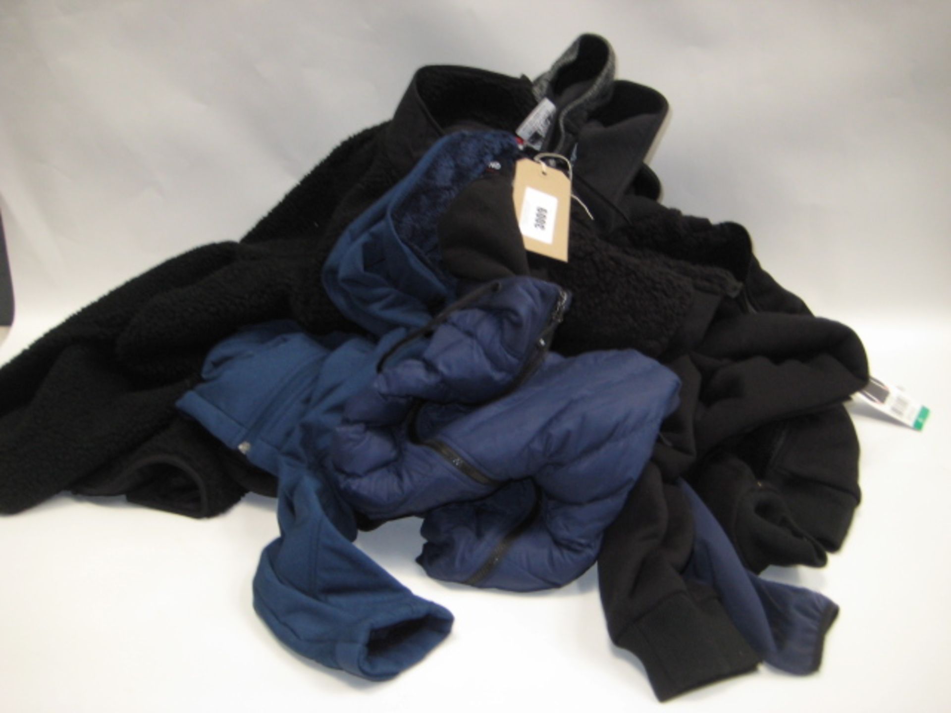 Six lighter weight jackets by Kirkland, 32 Degree Heat, Spider, Buffalo etc in black, blue, etc