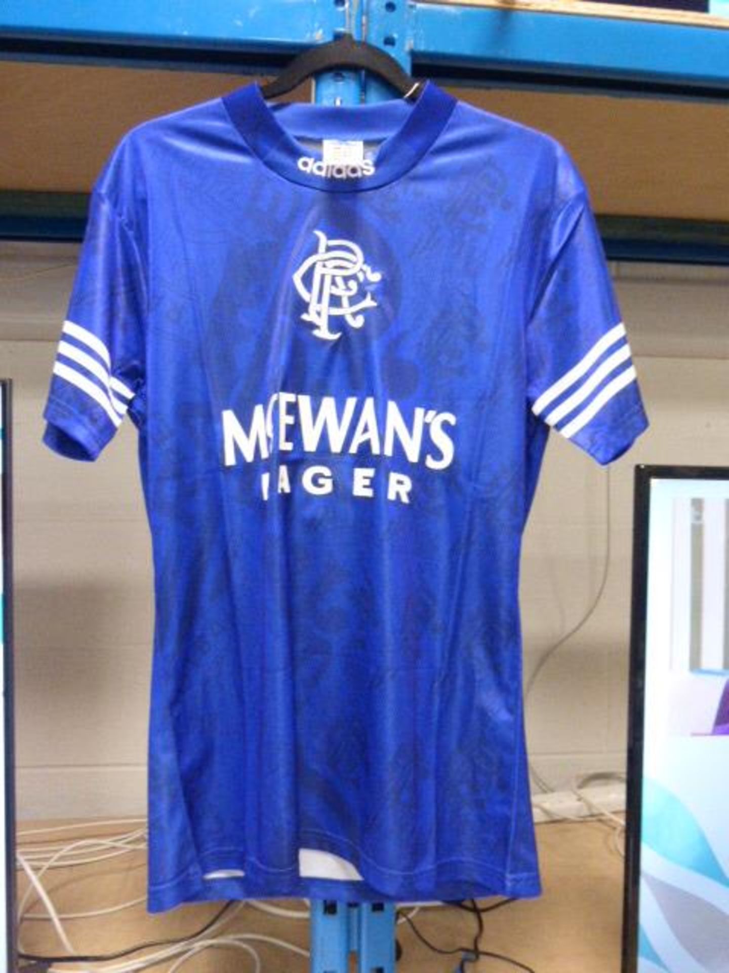 Adidas Rangers t-shirt bearing the name Paul Gascoigne with personal message (signed, unverified) - Image 2 of 3