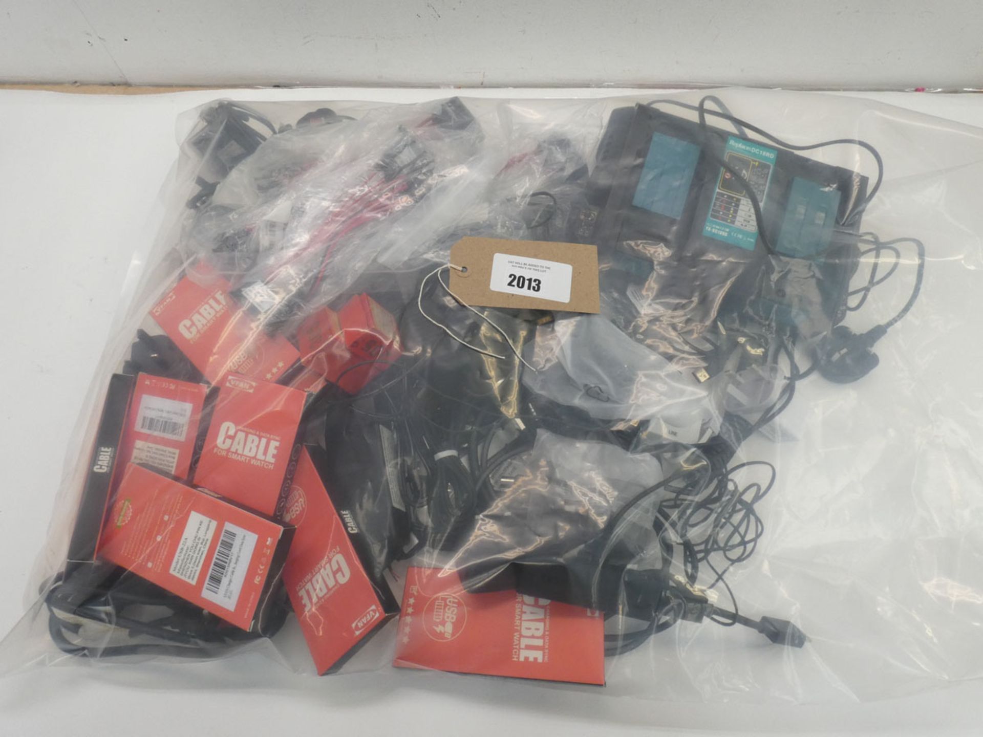 Bag containing quantity of various leads, cables and PSUs