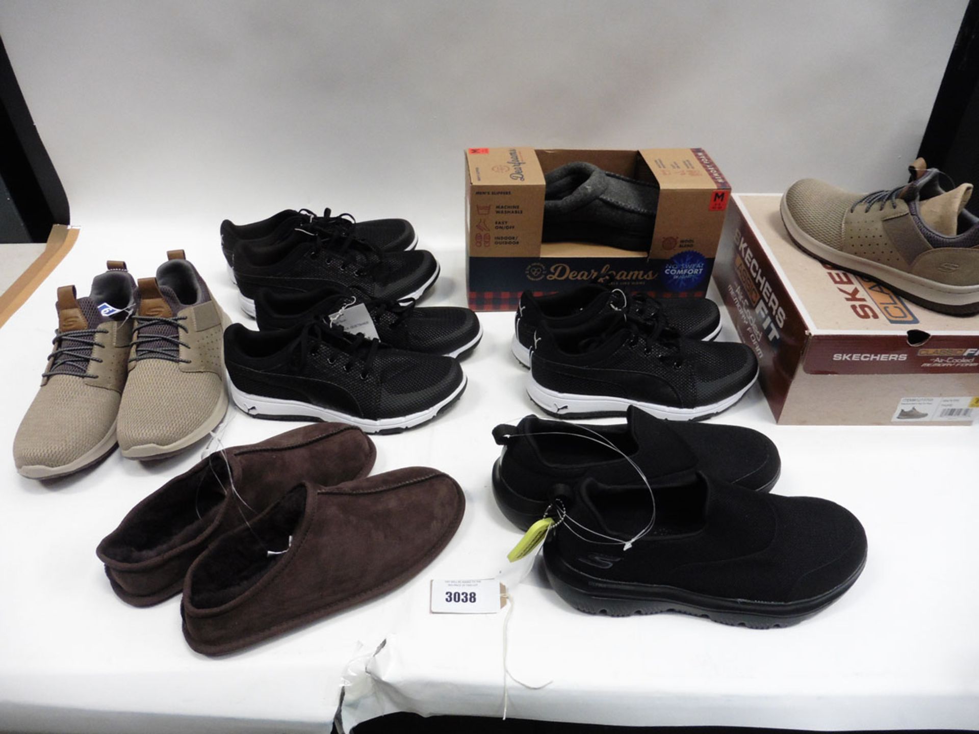 Eight pairs of mixed style shoes to include Puma, Sketcher, Deer foam etc