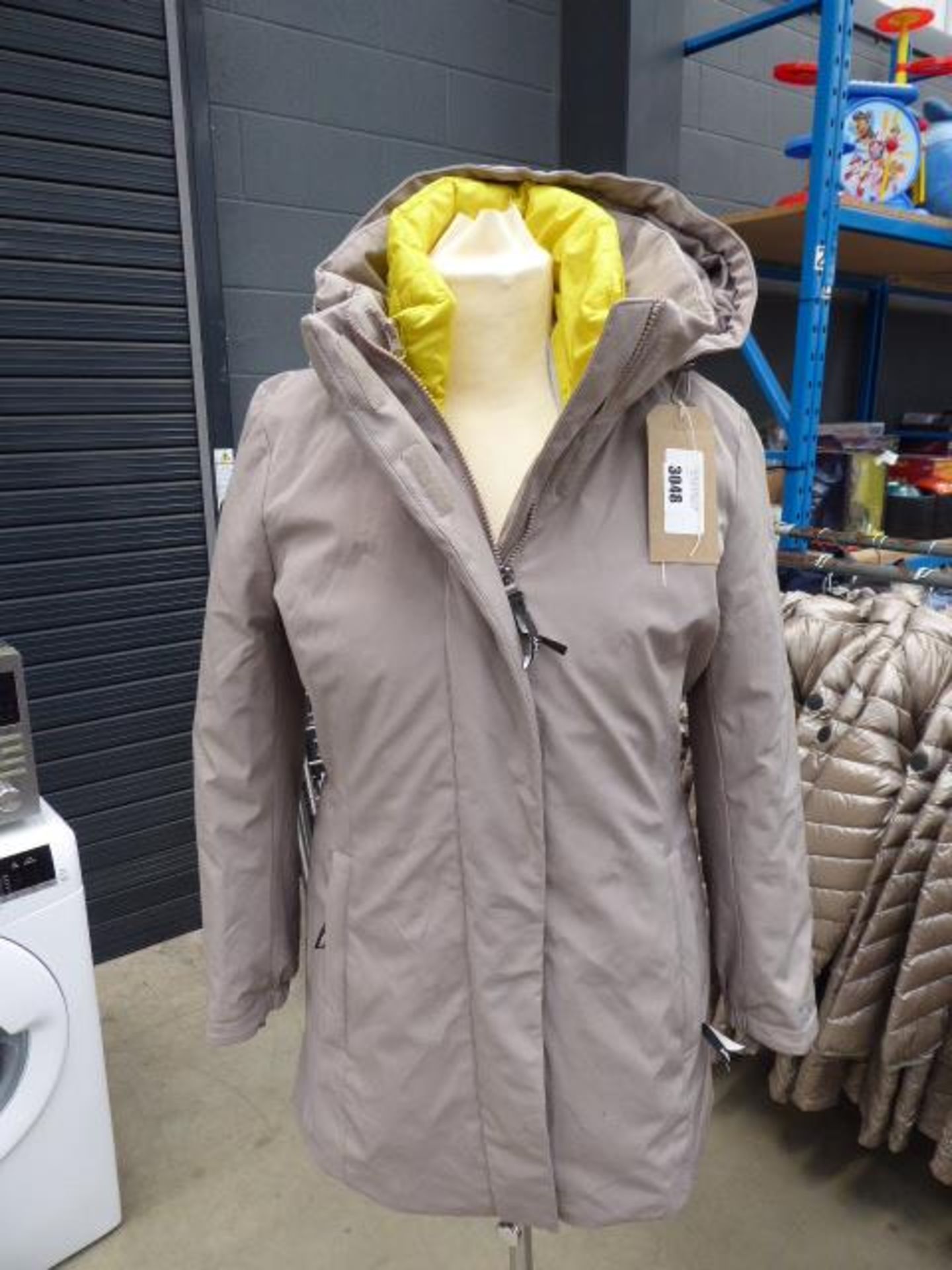 Ladies full zip hooded DKNY coat size S (worn)