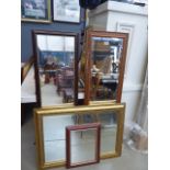 4 rectangular mirrors in wooden and gilt painted frames