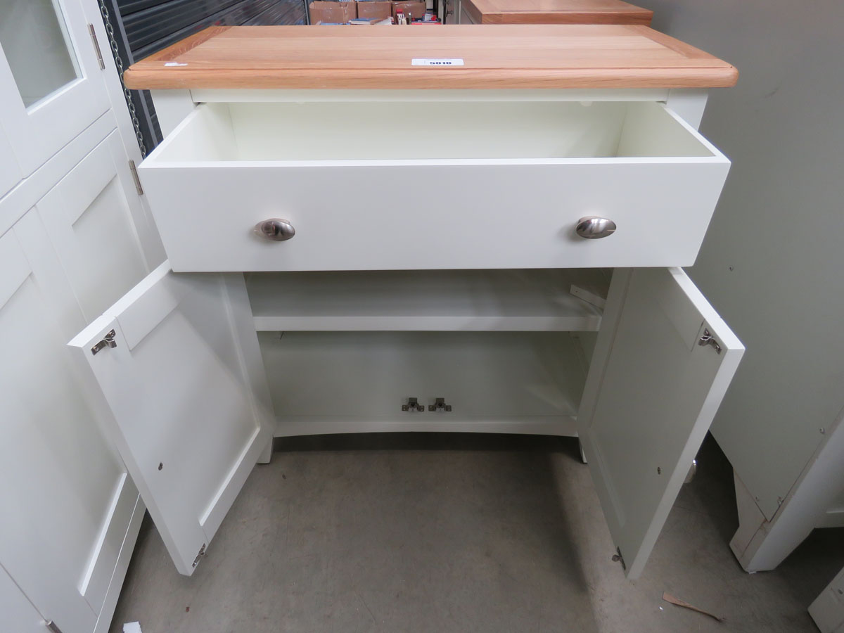 Cream painted oak top sideboard with single drawer and 2 door cupboard - Image 2 of 5