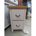 Grey painted oak top narrow 2 drawer chest (125)