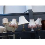 6 onyx and pottery table lamps with shades