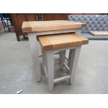 Grey painted oak top nest of 2 tables (165)