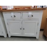 White painted oak top sideboard with 2 drawers and 2 single door cupboards (57)