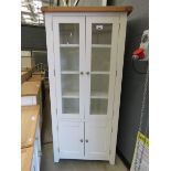 White painted oak top glazed display cabinet with 2 door cupboard (45)