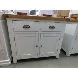 White painted oak top sideboard with 2 drawers and 2 single door cupboards (43)