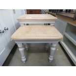 Grey painted oak top nest of 2 tables (164)