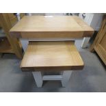 White painted nest of 2 oak top tables (10)