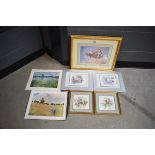 5023 A selection of prints inc. novelty picture of flying car from Sir Algenon, Alton Towers