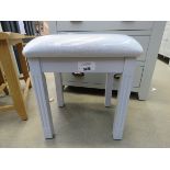 Small blue painted grey cloth dressing table stool (8)