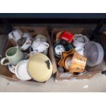 2 boxes containing general crockery, jug, glassware and an Eveready torch