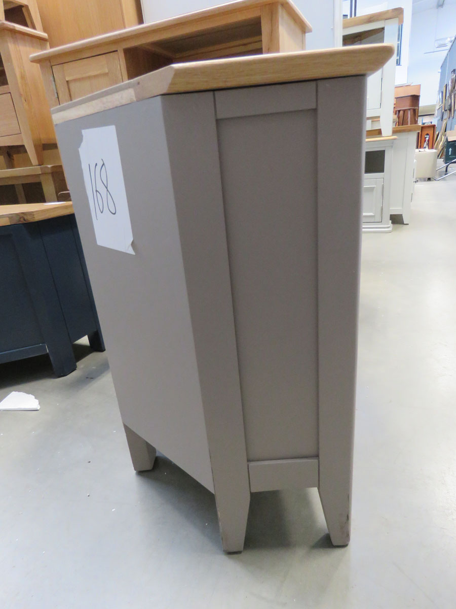 Grey painted oak top corner TV audio unit with shelf and large single drawer (168) - Image 5 of 5