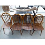 4 Ercol style stick back dining chairs