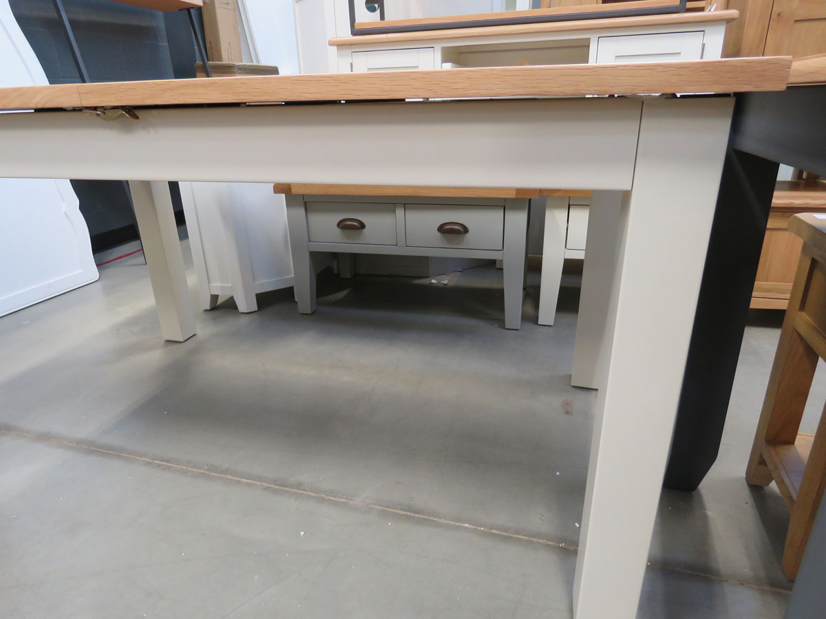 Cream painted oak top extending dining table (44) - Image 4 of 4