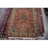 (25) Taj Mahal Prado wool carpet with pale orange ground and floral decoration approx. 170 x 230cm