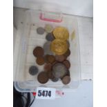Box containing a small quantity of reproduction and other coinage